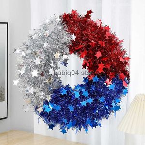 Dekorativa blommor kransar amerikansk självständighetsdag krans diy dekorativa hängsmycken parti leveranser röd vit blå stjärn dörr hängande dekorativa ornament t230512