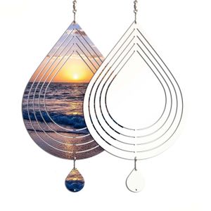 Sublimazione Blanks Blank Wind Spinners Alluminio Grande forma di caduta dell'acqua Spinning Hanging Patio Yard Decorazione per fai da te Entrambi i lati Dr Dhs7Y