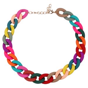 Fishsheep Trendy Colorful Colorful Chain Chaker Charcles para Mulheres Declaração Matte Resina Ampla Corrente Jóias de Pescoço 2022 Novo