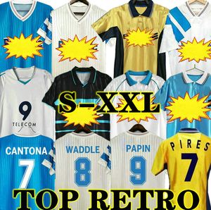 Boli 1990 Waddle Retro Home Soccer Jerseys Marseill 05 06 91 92 93 98 99 Away Cantona Papin Cantona Desailly Classic Return Shirt