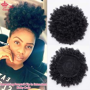 Kinky Curly Dripstring Ponytail Klip w przedłużanie ludzkie włosy przedłużenie 100% dziewiczy ludzkie włosy