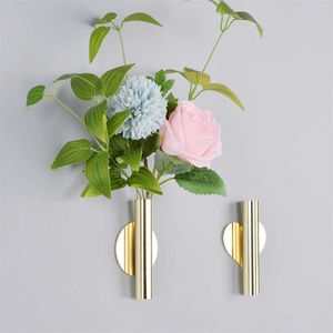 Wall-mounted Vase Free Punch Nordic Light Luxury Living Room Porch Unique Flower Tube DIY Flower Home Decorations