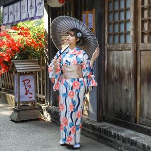 エスニック服日本の伝統的な花柄の長い着物日本femmesステージコスプレコチュームアジア衣装セクシーな芸者ユカタ