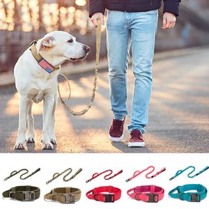 Hundehalsbänder und Leinen, taktisches Hundehalsband, militärisch, verstellbares Nylon-Hundehalsband und Leine, robuste Metallschnalle mit Griff für Hundetraining, 230512