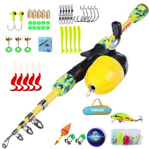 Fisketillbehör Sougayilang Kids Rod Portable Telescopic and Reel Combo med Line Tackle Bag Gift for Girls Boys 230512