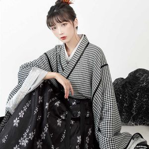 Etniska kläder Nya förbättrade Hanfu -kläder för kvinnor vuxen svart Hanfu kostym kinesisk stil stor ärm klänning wei jin dynasti kommer dql6661 g230428