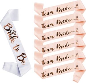 Bride Sash Bride Configurar 1 noiva branca como faixa e 6 Bride Sashes Bachelorette Party Supplies com Bachelorette de Bachelorette de ouro rosa brilhante para casamento