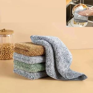 Bamboo Charcoal Fiber Cleaning Cloth Rags Water Absorption Non-Stick Oil Washing Kitchen Towel Household Cleaning Wiping Tools