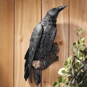 Toilet Paper Holders Resin Black Crows Perch Wall Sculpture Lifelike Garden Hanging Ornaments Gothic Raven Statue Decor for Tree Branch 230512