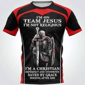 T-shirt Rukas i slogan kolor T-shirt Templar Knight Cross Soldier Cut Black and Red Yellow Blue Blue 3D Print Duże rozmiar na zewnątrz