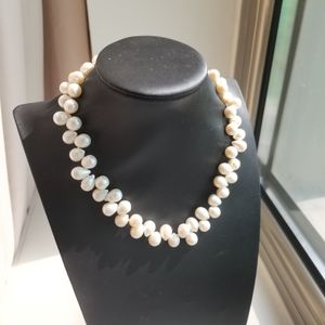 Handknutt halsband naturligt 9-10 mm vitt sötvatten vatten droppformad pärla för kvinnor smycken 45 cm