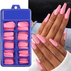 Fałszywe paznokcie 100pcs Fałszywe przedłużenie paznokci Forma akrylowa Pełne pokrycie Solidny kolor Faux Tip naciśnij palec manicure narzędzia