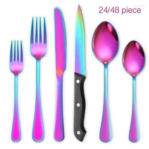 Dinnerware Sets Western Dessert Golden Steak Cutlery Set With Knife Fork And Spoon Stainless Steel For Four