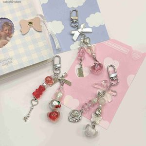 Cell Phone Straps Charms Pink Y2K Phone Charms Pendant Kawaii Key Chain For Bag iPhone Samsung Cute Accessories Women Girl Strap Lanyard Beaded Ins Korea T230512