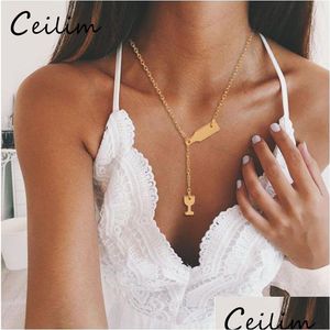 Pendant Necklaces 1Pc Beer Cup Long Necklace For Women Wine Bottle Gold Sier Color Chain Party Fashion Gift Jewelry Wholesal Dhgarden Dhagp