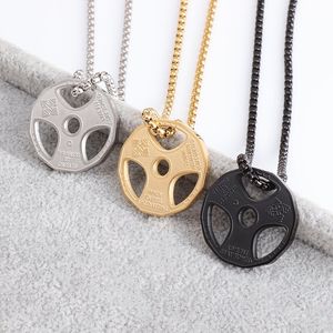 Titanium Steel Dumbbell Pendant Gym Fitness Equipment Barbell Necklace Domineering Muscular Men Fitness Leisure Sports Jewelry