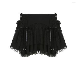 Skirts Y2K Aesthetics Basic Belted Low Waist Micro 2000s Fashion Sexy Black Cake Skirt Cute Bottoms Clubwear