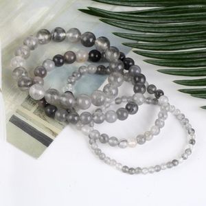 Strand Natural Grey Quartz Cystals Stone Bracciale Bead Jewelry Gift For Men Magnetic Health Protection Women 6 8 10mm