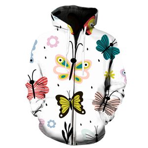 Exquisite cartoon schmetterling muster Zipper Hoodies Männer Frauen Kinder Sweatshirts 3D Druck Mode Herbst Pullover Kleidung Tops 013