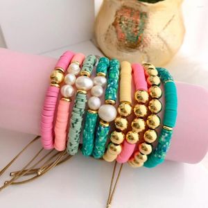 Charm Bilezikler Go2boho Heishi Disk Beads Bilezik Kadın Friends Hediye Polimer Kil İnci Takı