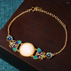 Bangle National Tide Vintage Keep Color Imitational Hetiana Stones Lucky Butterfly Egg Noodles Bracelet