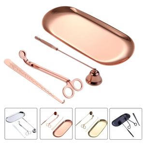 Yeni 4pcs/Set Mum Bell Snuffer Fit Fit Fitmer Hook Tepki Kepçe Mum Makas Paslanmaz Çelik Söndürücü Ev Dekor Spa Araçları