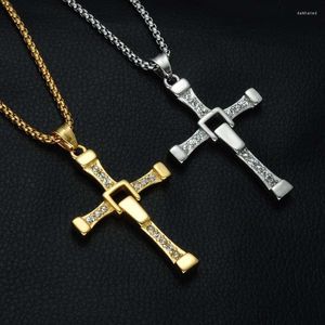 Chains Vienkim The Fast And Furious Dominic Toretto Vin Movie Jewelry Classic Rhinestone Pendant Sliver Cross Necklaces Men