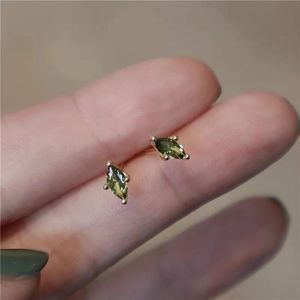 Stud Earrings 925 Sterling Silver Horse Eye Olive Emerald For Women Simple Temperament Small Gold Studs Fine Jewelry Accessories