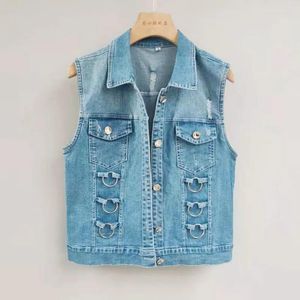 Женские танки Veste Femme Korean Fashion Denim Vest Plus Size Women 2023 Весенняя осенняя рукавица