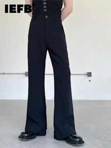 メンズパンツIEFB韓国ファッションレジャーベルボトムズメンズパンツパーソナリティスタイル用途トレンドソリッドカラーシンプル男性ズボン230511