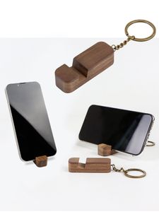 Portachiavi in legno di faggio Mini supporti per telefoni cellulari Portachiavi di lusso Promozione Souvenir Regalo Legno di noce Laser Promozionale Portachiavi natalizi Portachiavi per auto in metallo