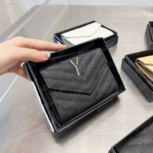 Mens Designer Wallet Womens fyrkantiga korta plånböcker Purses läderkorthållare Luxury Coin Purse Zig Zag Pleated Clutch Bag 2305122bf