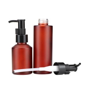 Amber Cam Şişe Paste Losyon Sprey Pompası Konteyner Boş Doldurulabilir Seyahat Kozmetik Krem Şampuan Şişeleri 15ml 30ml 60ml 100ml