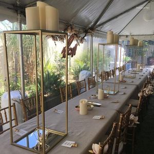 Decoração de festa 10pcs) Tabelas de eventos de casamento espelham peças centrais de fundo de ouro de ouro alto