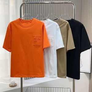 Verão 3D alívio Camisetas Homens e Mulheres Algodão Tee Carta Sólida Manga Curta Em Torno Do Pescoço Casual Camiseta