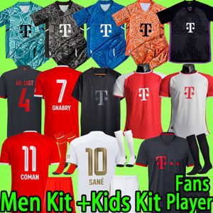 Bayerns Soccer Set 22 23 24 Müncher Jerseys Men Kids Kit med shorts Socks 50th målvakt Muller Sane Davies 2023 2024 Fans Player Version Football Shirt Boy Uniform