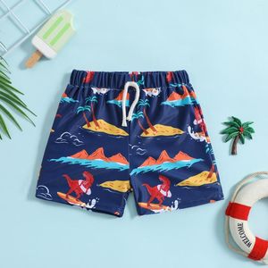 Pantaloncini da uomo 2023 Pantaloni da bagno per ragazzi stampati per bambini di moda Boxer da cartone animato Pantaloni da mare primaverili blu navy 6M-4T