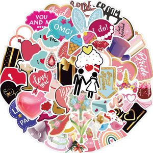 50pcs-pack bröllop klistermärken vägg klistermärken grossist vinyl klistermärke vattentäta bärbara datorer bil scrapbooking gitarrlåda skateboard jdm bagage dekal