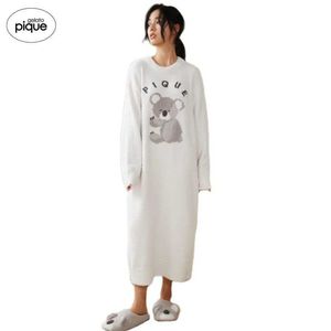 Women's Sleepwear Home Wear Gelato Pique Women Nightgown Ladies Fashion Autumn Winter Fluffy Sleep Dress P230511