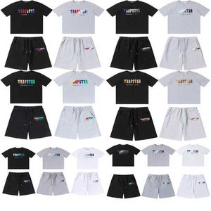 Trapstar T-shirt Designer Men's Tshirt Set Trapstar Tracksuit Crewneck T-shirt svart grå bomull Lös bekväm tröja Tees Trapstar Size Set Suit