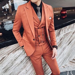 Męskie garnitury Blazery (Pants z kamizelkami) 2023 Mężczyźni High-Grade Business Suits/Male Slim Fashion Groom's Dressing/Man Casual Tuxedo 3pcs