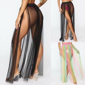 Stroje kąpielowe Nowe 2020 Summer Women Sarong Pareo Spódnica Bikini Cover Up Szybźnie Sheer Beach Maxi Wrap Spódnica