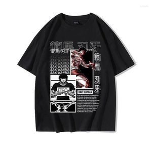 Magliette da uomo Baki The Shirt For Men Abbigliamento Cotton Black Tops Tees Harajuku Grappler Yujiro Hanma Tshirt Streetwear Hip Hop Magliette maschili
