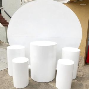 Party Decoration 1 Circle And 5 Plinth ) Selling White Display Metal Round Wedding Stage Backdrop Yudao375