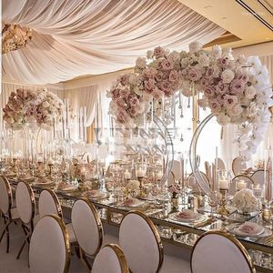Parti dekorasyonu 10pcs) uzun boylu gümüş altın beyaz metal çiçek vazo masa standı centerpieces düğün etkinliği modern ev dekor