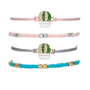 Bracelets de charme Shellhard Bohemian Friendship Braided Set for Women Girl Cute de desenho animado Cacto de pulseira de bracelete