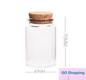 Hot 500pcs 80ml Glass Bottles with Cork Crafts Bottles Jars 80cc Empty Jars Containers Bottles Quality