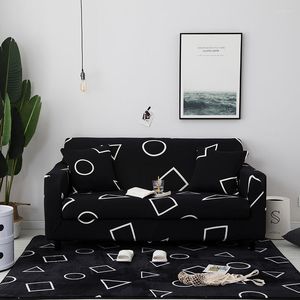 Chair Covers Black Geometric Printed Spandex Sofa For Living Room Stretch Slipcovers Couch Cover Corner L Shaped