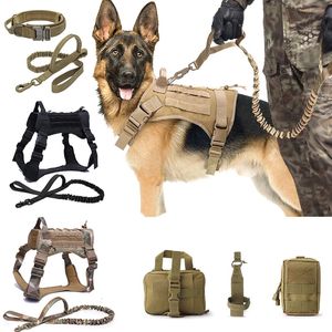 Dog Collars Leashes K9 Pet Tactical Military Vest Outdoor Training Vest Dog Harness and Leash Set With Collar for Medium Large Dogs German Shepherd 230512