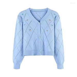 Malhas femininas Cardigan Sweater Autonn Spring Korean Fashion Style micks V Neck Solid for Women Casual Office Lady